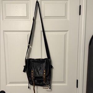 Michael Stars Black Messenger Bag with Brown Accents